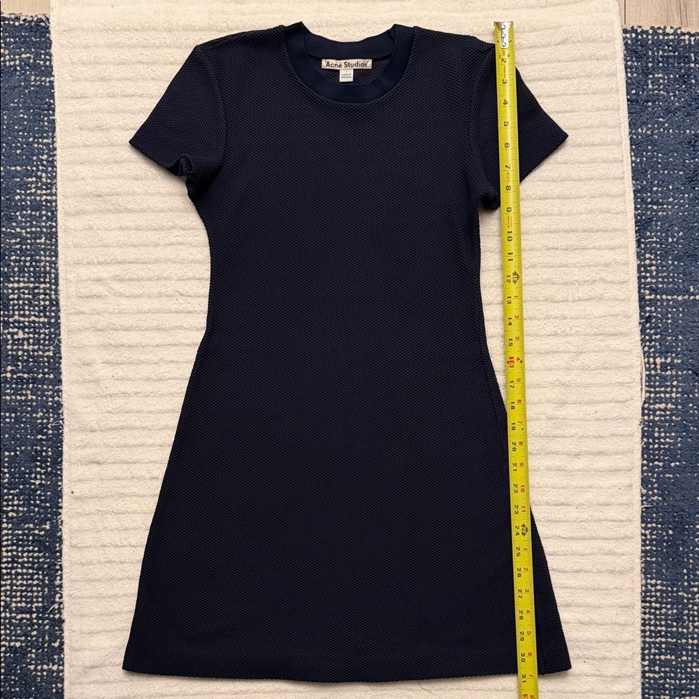 Acne Navy Short-Sleeve A-Line Mini Dress